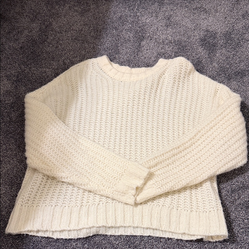 American Eagle Outfitters Cream Knit Sweater
